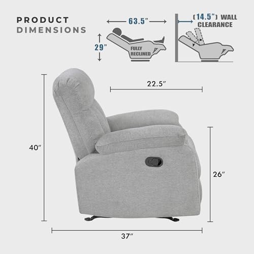 Sillón reclinable chenille gris suave y cómodo miniatura 2