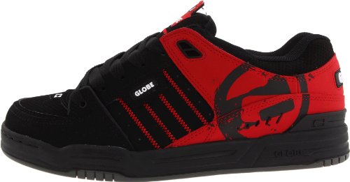 Image of Globe Mens Fusion Skate Shoes, Black /Moto Red, 7.5 D (M) US