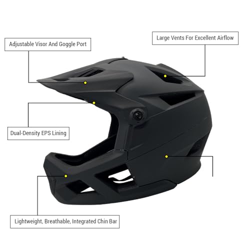 Casco de bicicleta de montaña de cara completa unisex con visera ajustable de 55-59 cm 3