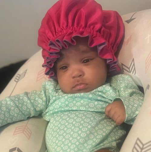 Image of AKISS Baby Infant Newborn Toddler Satin Silk Hair Bonnet for Baby Girl Boy Sleeping Kids Cap Hat