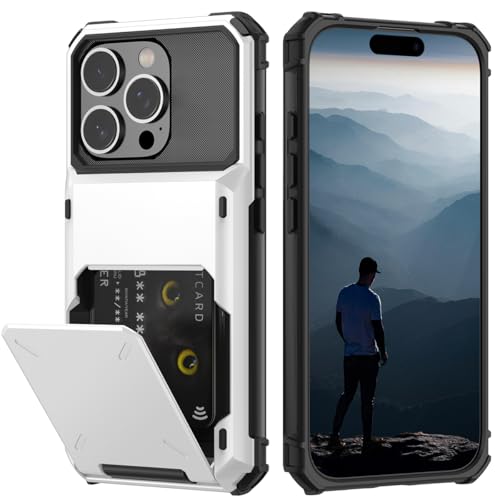 Nvollnoe Compatible with iPhone 16 Pro Case with Card Holder[Store 5 Cards] Heavy Duty Dual Layer Shockproof Wallet Case with Hidden Card Slot Large Storage Cover for Men&Women 6.3 inch(White) by Nvollnoe - Used condition - US$11.75