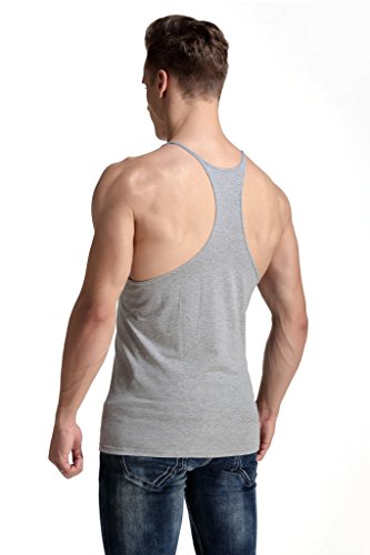 Yaker Men Gym Muscle Sleeveless Shirt Tank Top T-Shirt Bodybuilding Sport Vest Grey Large #TOP1