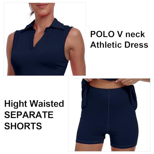 Womens Two Piece Tennis Golf Dress UPF 50+ Active Athletic Exercise Sports Wear Dresses for Women with Pocket Separate Shorts3