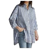  Tomwell Femme Chemise Manche Longue à Carreaux Ecossais Casual Col Boutonné Shirt Chemisier Tops Bleu XL