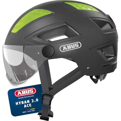 ABUS Stadthelm Hyban 2.0 ACE - Fahrradhelm mit Visier, Licht und ABS-Hartschale - für Damen und Herren - Grau (titan), Größe M​
