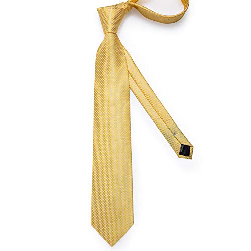 Dibangu Solid Yellow Tie For Men Wedding Business Silk Necktie Handkerchief Plain Ties And Pocket Square Set #TOP2