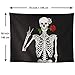 Pheolyh Halloween Tapestry Rock and Roll Human Skull Posing with Rose Tapestries - Funny Skull Human Skeleton Tapestry for Room Decoration - Black and White Wall Art
