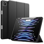 JETech Case for iPad Pro 12.9-Inch (6th/5th Generation, 2022/2021 Model) with Pencil Holder, Support 2nd Pencil Charging, Slim Tablet Cover with Soft TPU Back, Auto Wake/Sleep (Black)