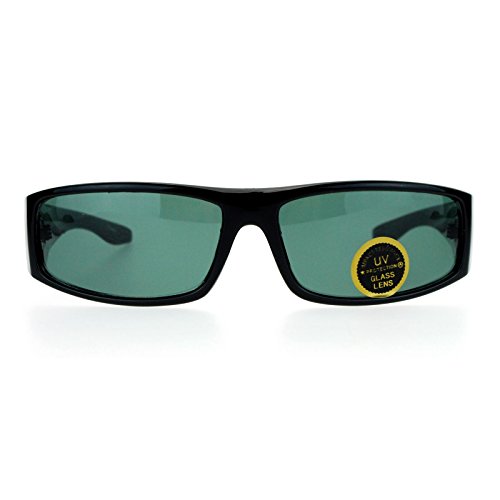 Impact Resistance Glass Lens Sunglasses Mens Rectangular Biker Shades2