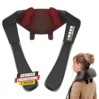 Massaggiatore per il collo Proneck di Donnerberg |Shiatsu, impastamento e calore profondo|Batteria durevole e indicatori luminosi |Sollievo ottimale dal dolore e relax |Garanzia 7 anni sul motore