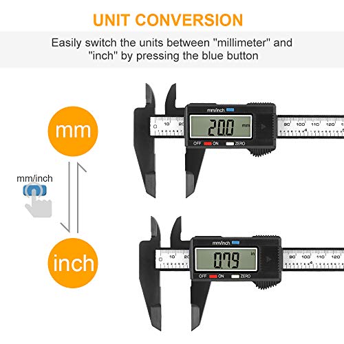 Digital Caliper, Sangabery 0-6 inches Caliper with Large LCD Screen, Auto - Off Feature, Inch and Millimeter Conversion Measuring Tool, Perfect for Household/DIY Measurment, etc by Sangabery - Image 2