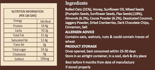 Image of The Good Crumb Cocoa Almond Granola I 200g I Rich Dark Chocolate Flavour I Breakfast Cereal & Healthy Snack with Rolled Oats, Almonds, Seeds, Cocoa & Cranberries I Gluten-free I No added refined sugar