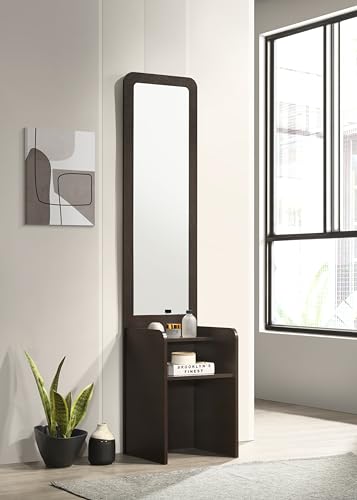 Image of DeckUp Zeus Engineered Wood Dressing Table with Mirror (Dark Wenge, Matte Finish)