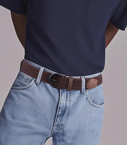 Image of Mile High Life | Braided Stretch Elastic Belts | Pin Oval Solid Black Belt Buckle | PU Loop End Tip Men /Women /Junior Belt