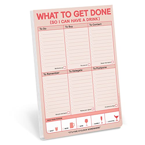 Knock Knock 1-Count What to Get Done (So I Can Have a Drink) Pad, To Do List Notepad & Daily Planner Pad, 6 x 9-inches (Pastel Version)