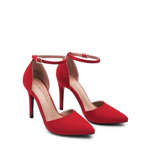 Image of DREAM PAIRS Women's High Stiletto Dress Heels Pumps | Closed Toe Pointed Toe Ankle Strap Dress Comfortable Pumps Shoes for Wedding Party Birthday Dancing
