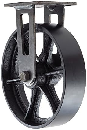Eight Inch CC Vintage Rigid Caster - Plate Mount - Black Cast Iron Wheel
