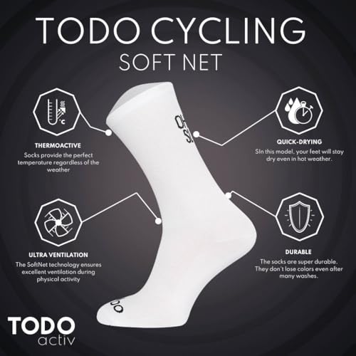 TODO Fahrradsocken Herren. Lustige Rennrad Socken Herren. Ohne Slip Fahrradsocken Lustig, Radsocken Männer (Ohne Slip Weiss 43-46) 4
