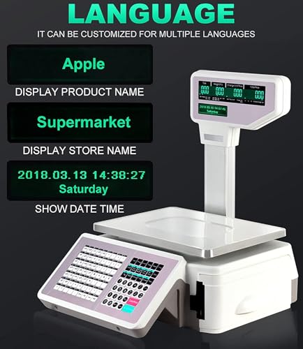 Báscula digital con impresora, doble pantalla LCD, 30 kg miniatura 2