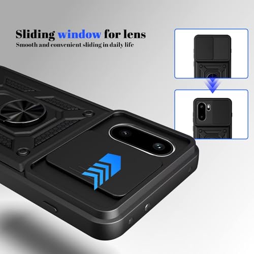 Image of Heavy Duty Back Case Cover for Oneplus 15R 5G, Shockproof Oneplus 15R Back Cover, Ring Case with Kickstand and Camera Protection Shutter - Black