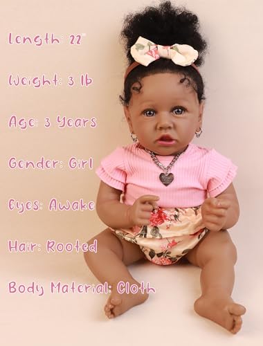 Image of HOOMAI Lifelike Reborn Baby Dolls with Soft Body African American Realistic Girl Doll 22.8 Inch Best Birthday Gift Set