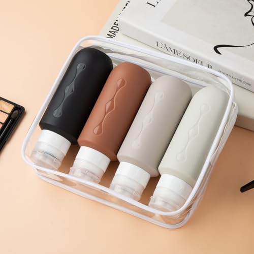 Image of Gemice Travel Bottles for Toiletries, Tsa Approved Travel 6oz Size Containers with Clear Bag, BPA Free Leak Proof Travel Tubs Refillable Liquid Travel Accessories for Cometic Shampoo Lotion