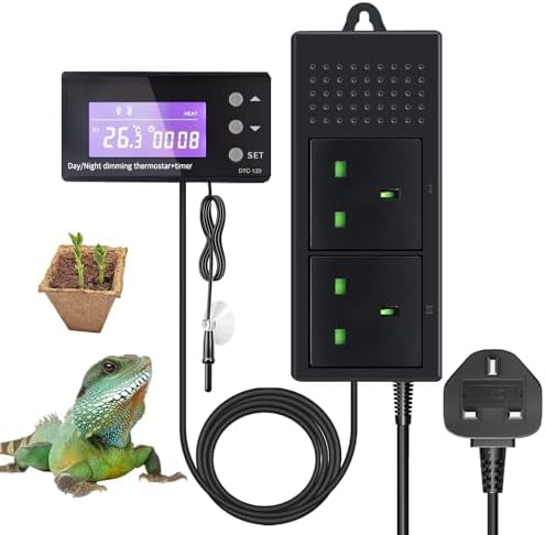 View of Bonlux PID Reptile Thermostat Plug Socket, Digital Dimmer Temperature ...