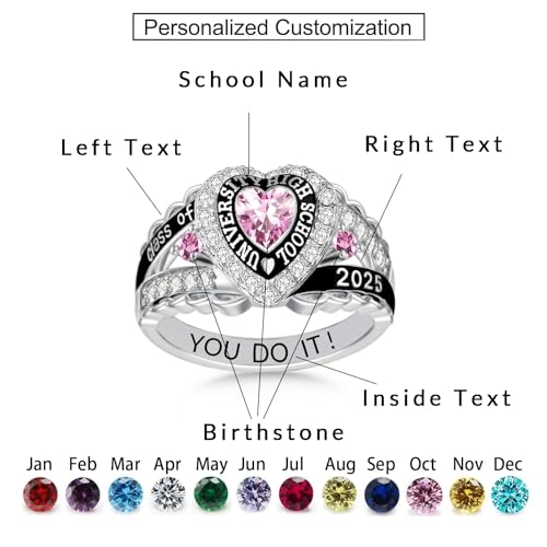 Customizable Class Rings for Women Men 925 Sterling Silver High School University Graduation Ring 2025 2026 Personalized College Graduation Gift4