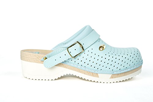 CALZURO Wood Zoccoli in Legno Celeste Misura 36