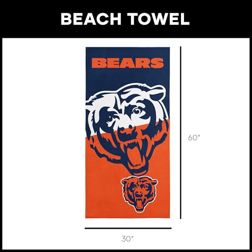 Image of Northwest NFL Chicago Bears Microfiber Beach Towel, 30 x 60 Inches - Quick Dry, Sand Resistant, Lightweight, Highly Absorbent, Incisor Design