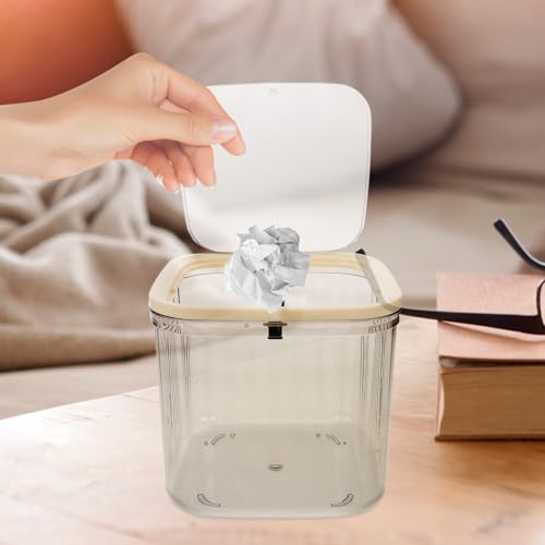 Bote de basura mini transparente de plástico con tapa miniatura 7