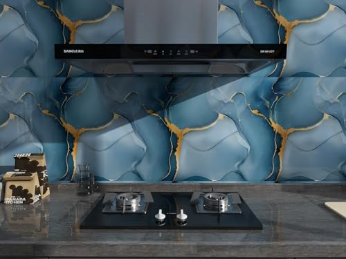 Image of Barebeauty 60 x 200 cm Kitchen Wallpaper, Self Adhesive Oil Proof Waterproof Wall Sticker for Kitchen, Anti-Mold Heat Resistant Backsplash Wall Covering (Pack of 8, 103.36 Sq. Ft. Approx)
