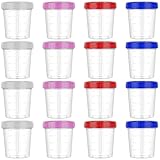 Cozary 16 Pezzi Contenitori Ermetici per Alimenti Piccoli con Graduazione, 120ML Riutilizzabili Barattolini Plastica Piccoli con Coperchi per Yogurt Pranzo, Sicura per Microonde e Congelatore