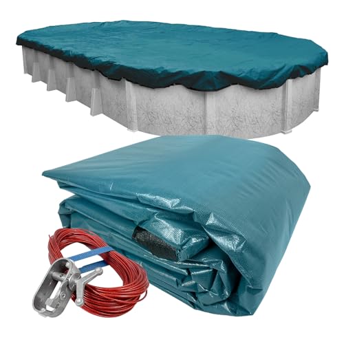 Pool Mate 391632-4-PM Bâche d'hiver Ovale pour Piscine Hors Sol Vert Sarcelle 4,9 x 9,8 m