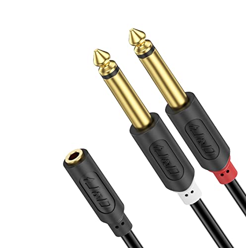 [Facile Concessione] Collegando il tuo smartphone, laptop o PC con un morsetto output di 3.5mm a un dispositivo con 2 x 6.35mm morsetto input come speaker, mixing desk, etc.