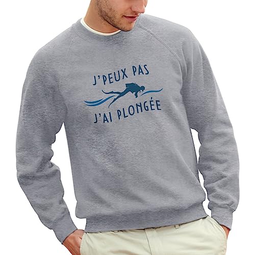 Sweat Homme J'Peux Pas J'Ai Plongée en coton pour passionnés de mer
