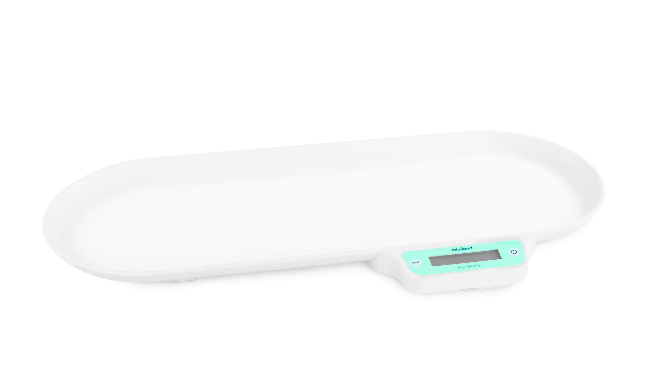 Miniland babyScale Balance Bébé Digitale jusqu’à 30 kg | Fonction Auto Hold et Tare, Connexion App eMyBaby, Précise et Ergonomique
