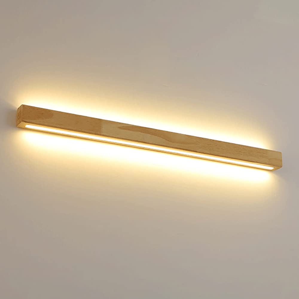 Aplique de pared LED moderno lineal de madera para lectura nocturna agradable