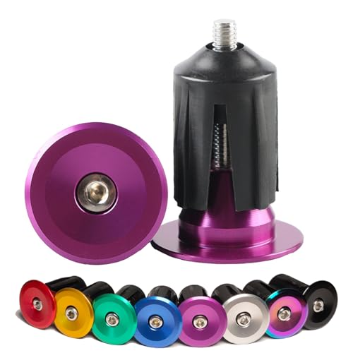 CLUTUTJL 1 Pair Aluminum Bike Handlebar Ends Purple Bar End Plugs for Road Bike MTB Bar Ends with Expanding Screw Capable for Handlebar End Inner Diameter Between 0.69-0.86(Purple 1 Pair)
