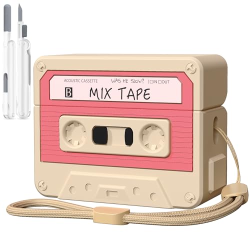 Image of AirPods Pro 2 Case Cover, KOREDA Funny Cassette Tape Design Case for Airpods Pro 2nd Generation /1st Generation (2023 /2022 /2019), Cute Cartoon Fashion Silicone Protective Cover for Women Men (Pink)