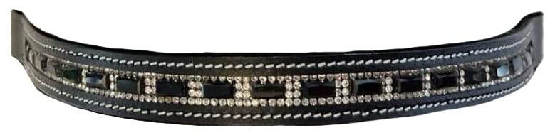 Equitem Black Rectangular Crystal Bling Leather English Browband