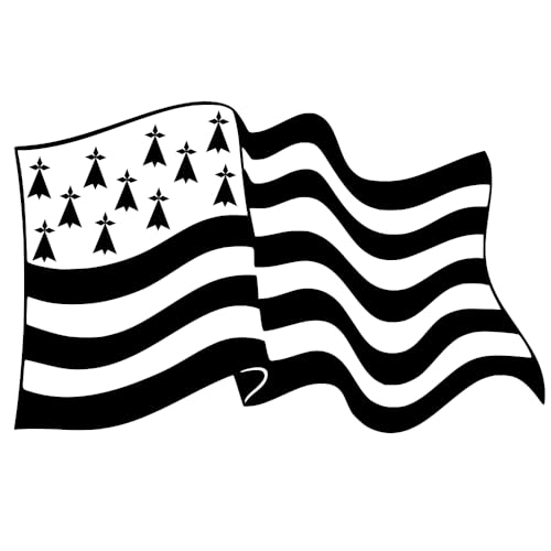 Autocollant Sticker Drapeau Breton, Stickers Breizh, Vinyle haute performance pour voiture moto bateau (1 - noir profond, 20 x 12,5 cm)