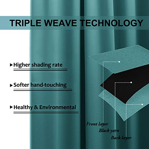 Image of NICETOWN Room Divider Curtain Screen Partitions, Blackout Curtain for Patio Sliding Glass Door, Premium Heavyweight Blackout Curtain Panel for Shelves (Sea Teal, 1 Panel, 10ft Wide x 8ft Long)