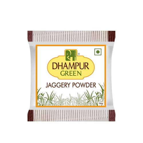 Dhampure Speciality Jaggery Powder Sachet Pocket Pouch 1Kg (5g x 200pc) | Superfine Free Flow Gur Powder Sachets For Tea Coffee, Sulphurless Chemical Free, Desi Gur Shakkar, Cane Jaggery