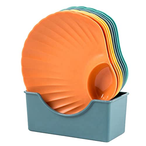 eyYvxmep - Plato de fruta de postre, multicolor en forma de concha con soporte inferior
