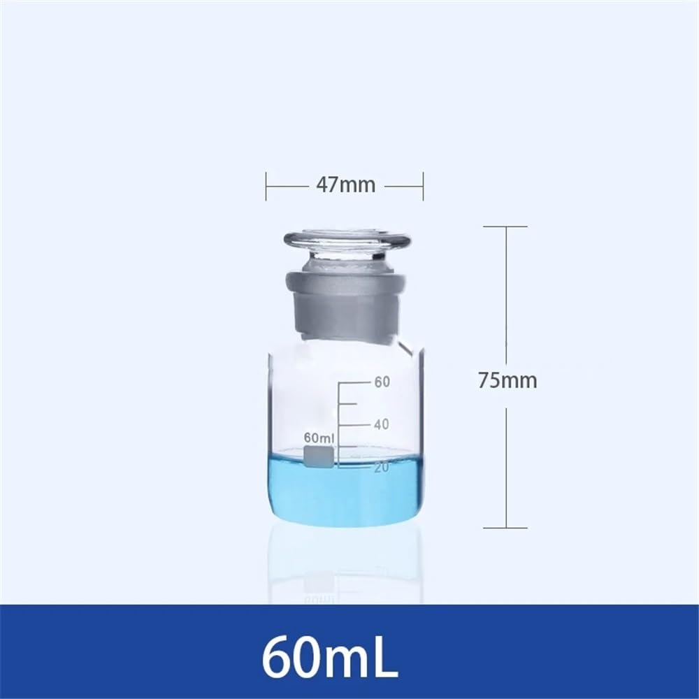Cristalería de Laboratorio Frasco de reactivo ancho de vidrio común marrón/transparente con tapón esmerilado for muestras de laboratorio(125mL 4pcs)