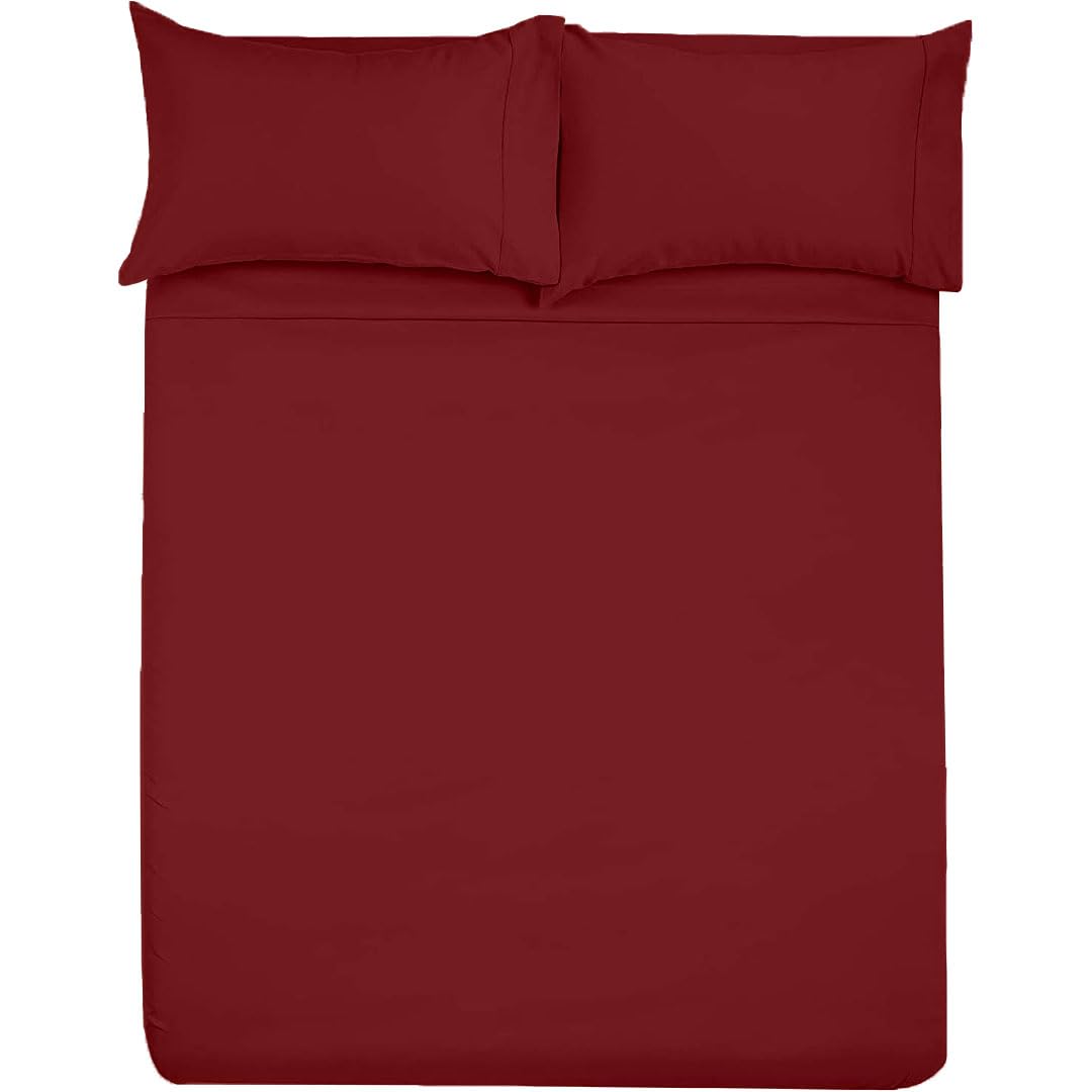 SlumberWell 4 Piece Luxury Soft Microfiber Fitted Bed Sheet Set for Campers, 8 to 12 Inch Deep Pocket, RV Short Queen 60 x 75, Burgundy