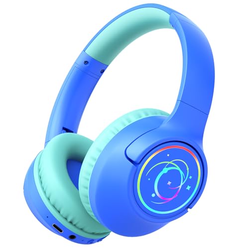 Kids Bluetooth Headphones, 85H Playtime Wireless Headphones for Kids, Colorful LED Lights, 85/94dB Safe Volume Limit, Bluetooth 5.4 Built-in Mic...