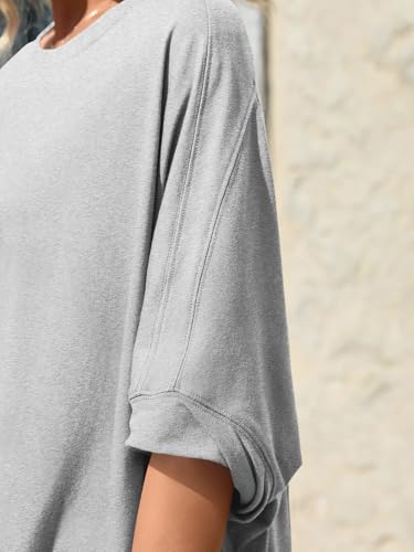 Tankaneo Womens Oversized Tshirts Batwing Short Sleeve Asymmetric Hem Tops Summer Casual Loose Fit Tunic Tee Shirts2