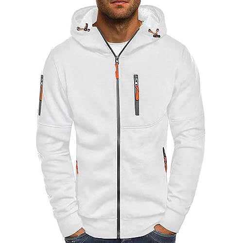 Mens Full Zip Pullover Hoodies with Zipper Pockets Long Sleeve Hooded Sports Sweatshirt Loose Casual Winter Jackets